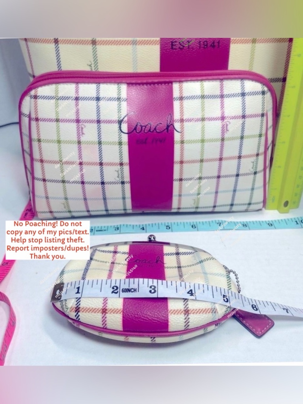 GREAT GIFT!! RARE Coach 3 piece Tote, cosmetic bag, change purse set PRICE FIRM - Picture 7 of 15